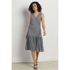 Womens Size Small Soft Surroundings Black White Claudia Faux Wrap Striped Dress